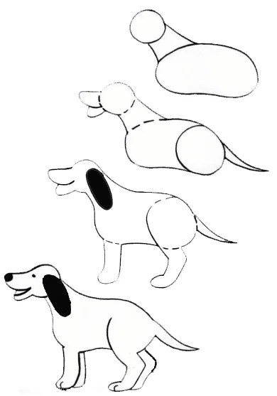 Dibujar un perro paso a paso a lápiz para niños, como dibujar un perro fácil para niños